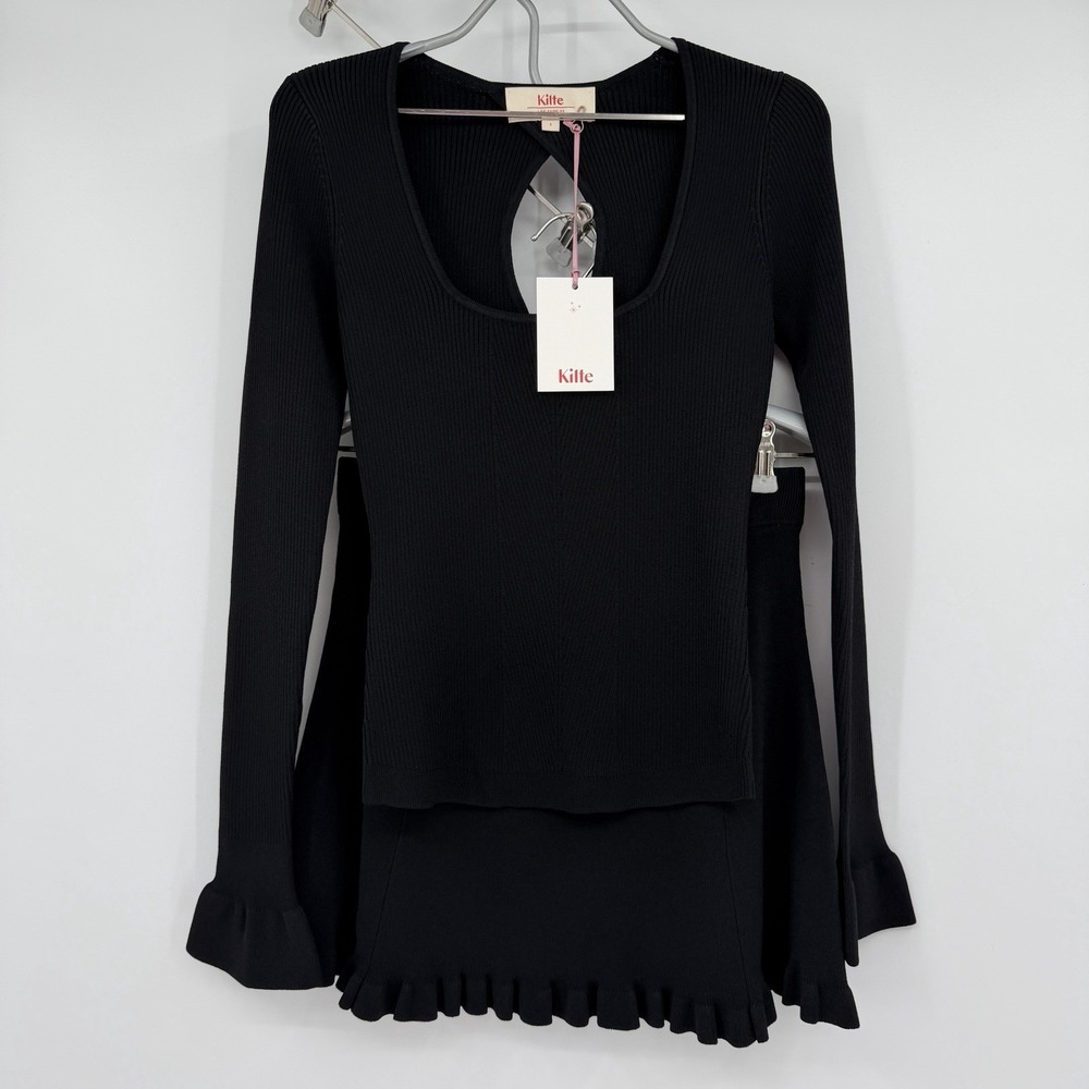 Kilte Collection Nelly Long Sleeve Top & Raleigh Ruffle Skirt in Black 1 S $610